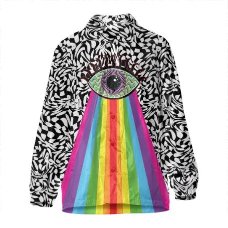 PAOM, Print All Over Me, digital print, design, fashion, style, collaboration, paomcollabs, Coach Jacket, Coach-Jacket, CoachJacket, Trippy, Eye, autumn winter, unisex, Nylon, Outerwear