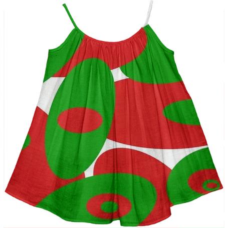 Red and Green Orbs Girls Tent Dress