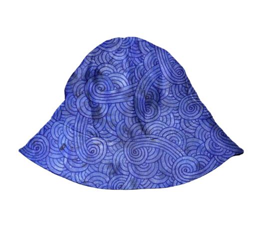 Royal blue swirls doodles Kids Bucket Hat