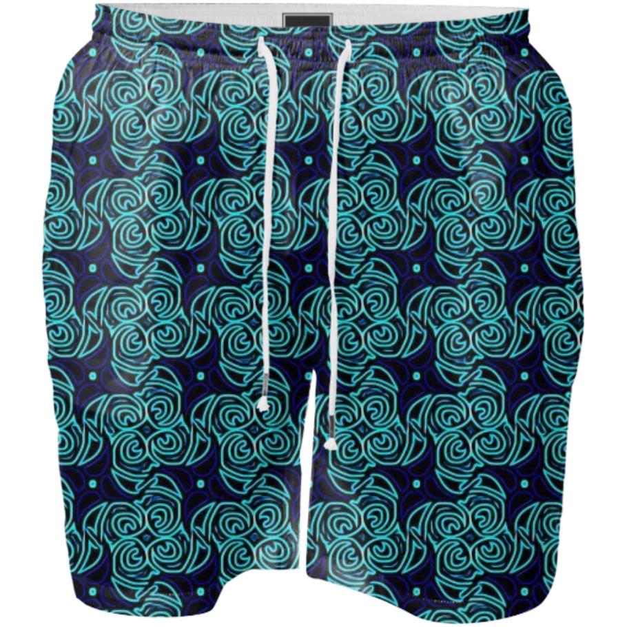 SWIM SHORT Blue Turquoise Abstract