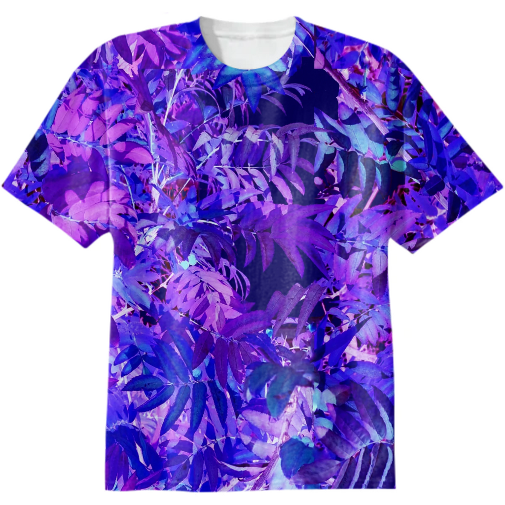 leaves, sharp, purple, surrealism, night, very peri, leaves, mountain ash,