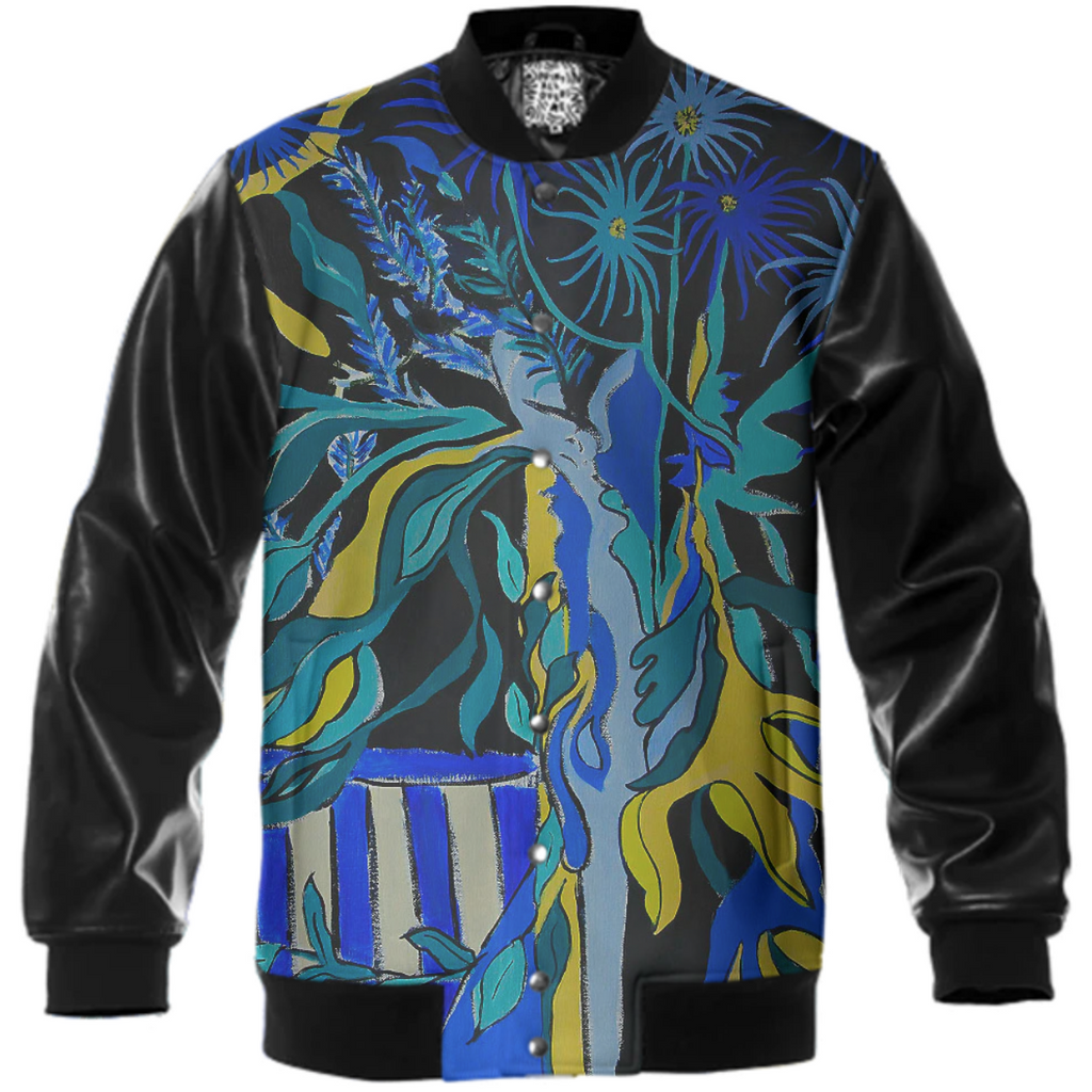 LAURIE MIDNIGHT FLORAL VARSITY JACKET