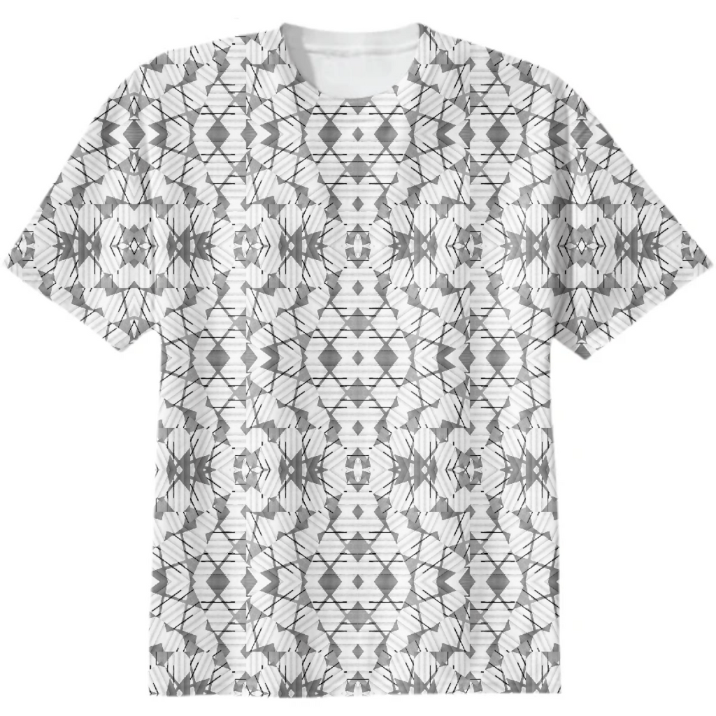 Grey and White Abstract Geometric Print