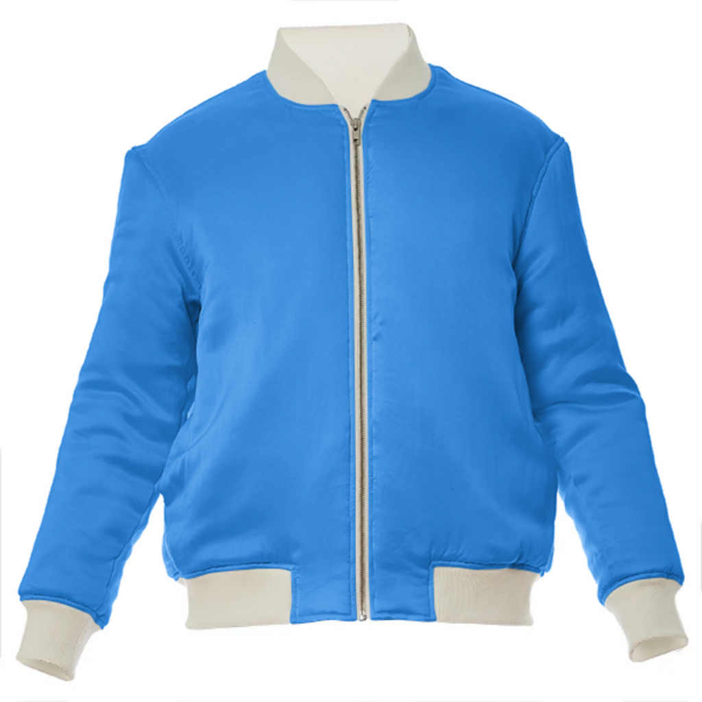 color dodger blue VP silk bomber jacket