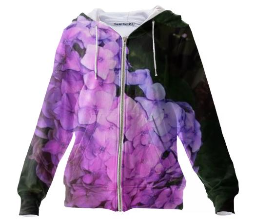 Hydrangea Zippered Hoodie