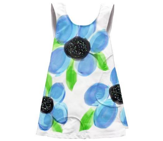 Blue Flowered Fancy Apron Dress