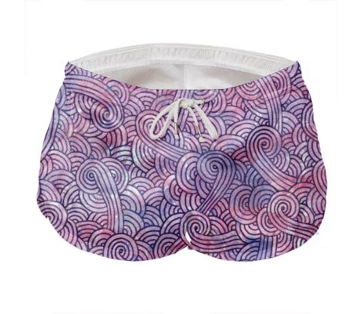 Purple swirls doodles Mens Short Shorts