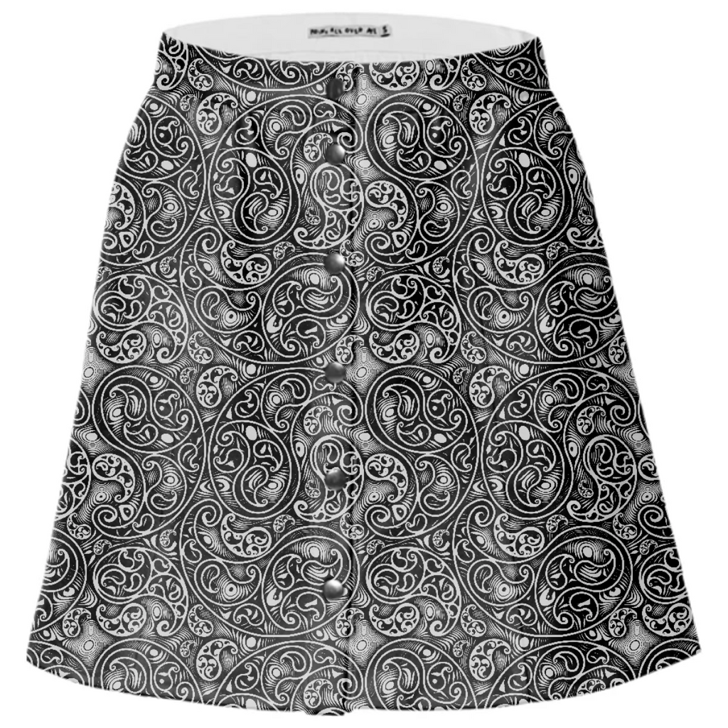 Black and White Paisley Swirls Spirals Pattern