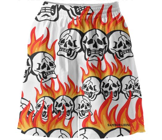 skull flame basketball shorts