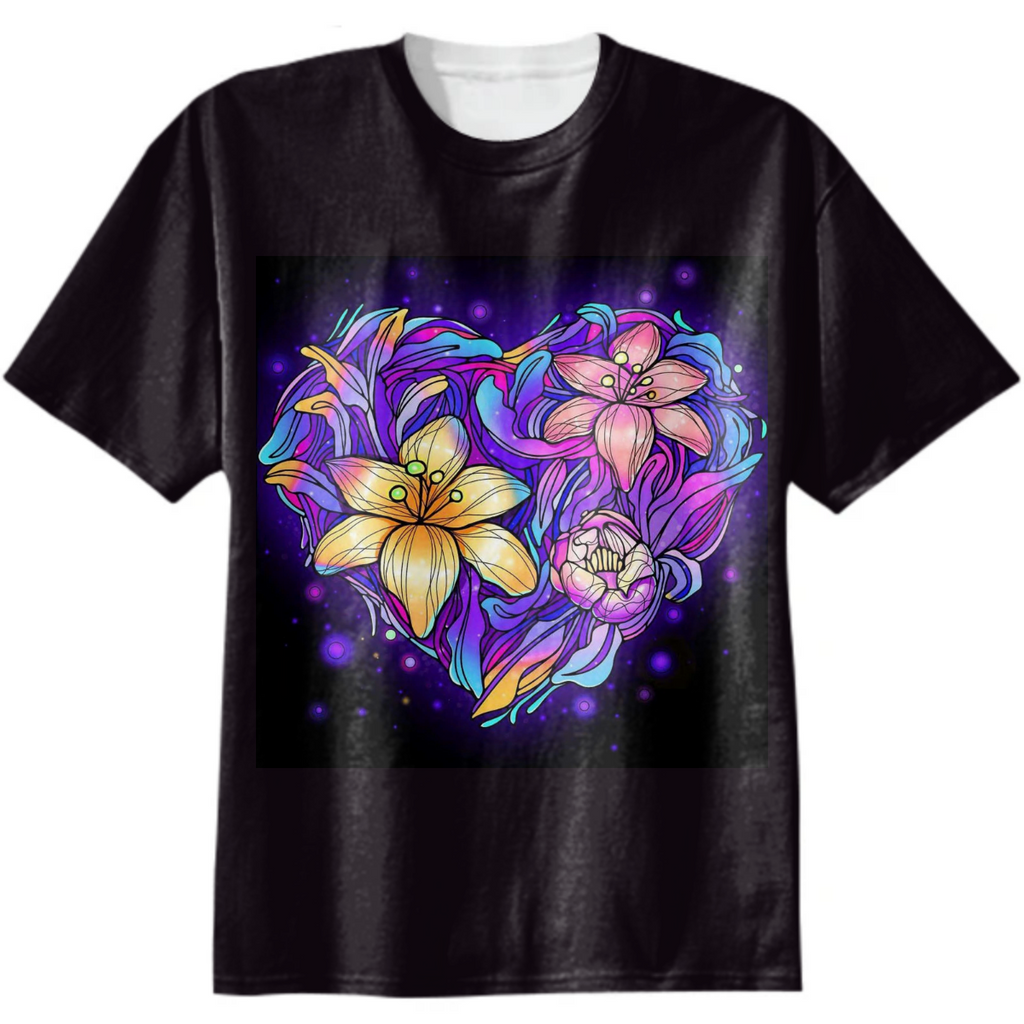 Black Heart Neon Heart Shaped Flowers