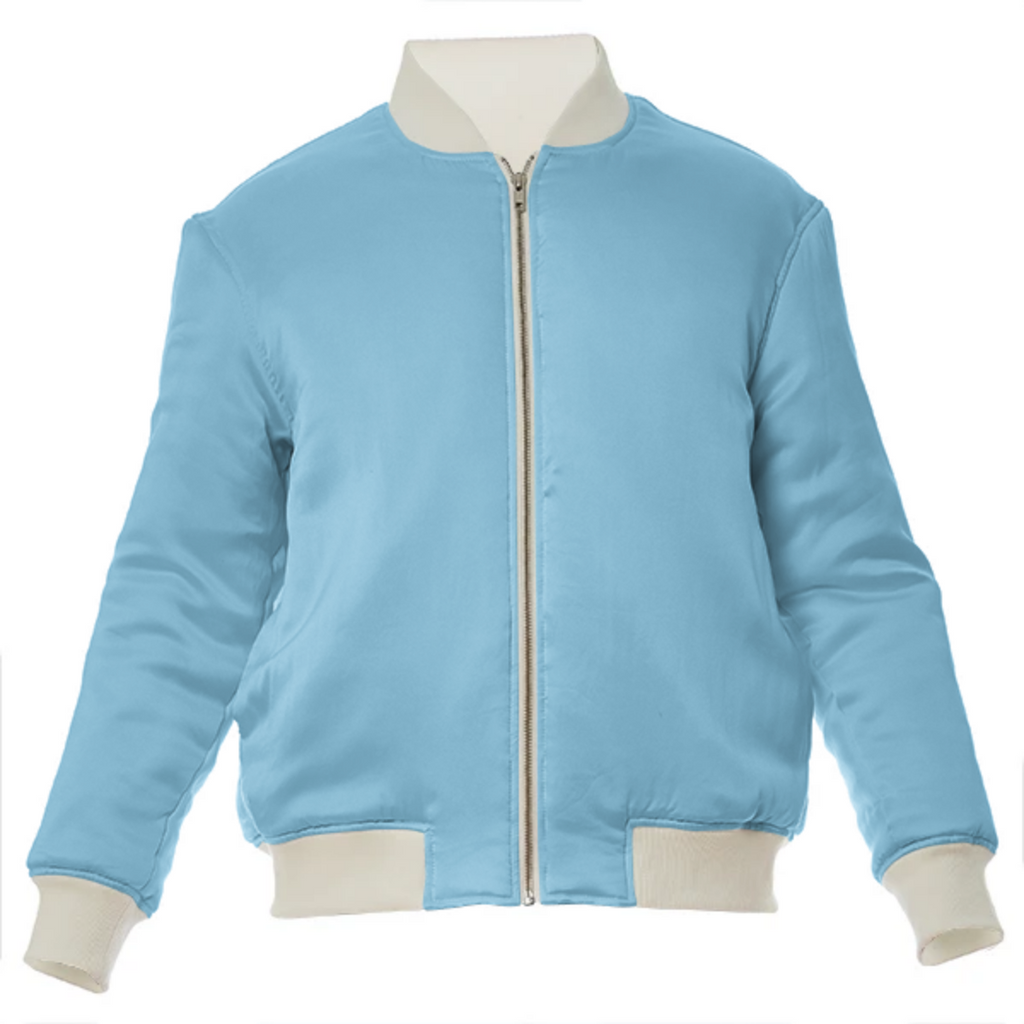 color baby blue VP silk bomber jacket