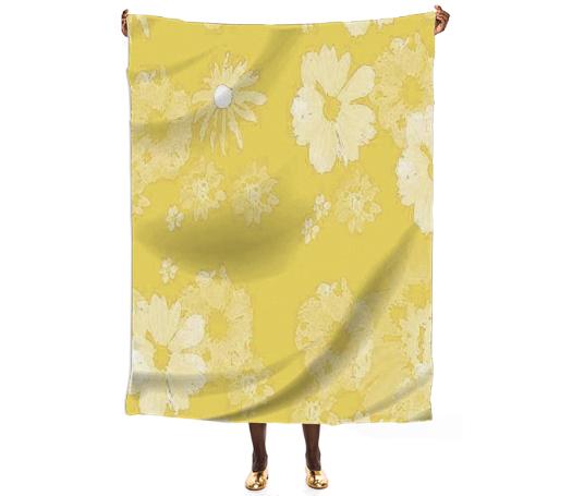 Silk Scarf in Yellow Floral