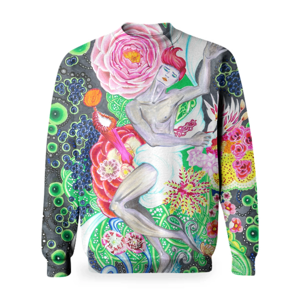 Dancing nude among the jungle flowers