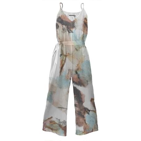 Ink Water Tie Waist Jumpsuit