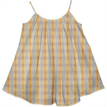 Blue yellow plaid striped summer pattern Kids Tent Dress