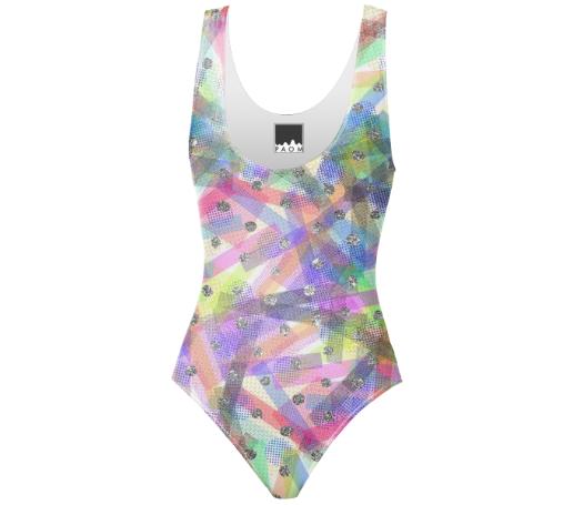 NEON TAPE BODY SWIMSUIT