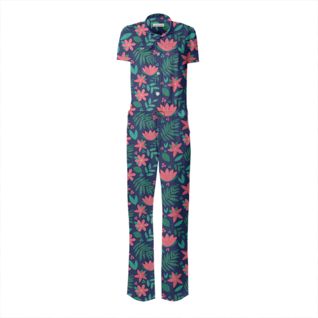 Lotus Pattern with Tropical Leaves
