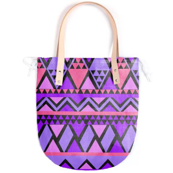 Purple Blue Pink Printed Tote Bag