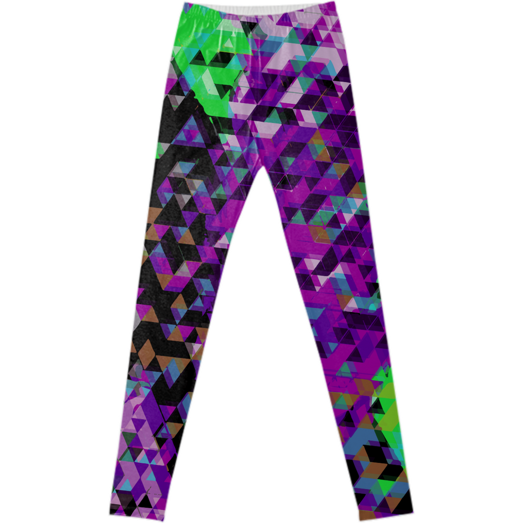 Women's Polygon Leggings (Purple & Green)