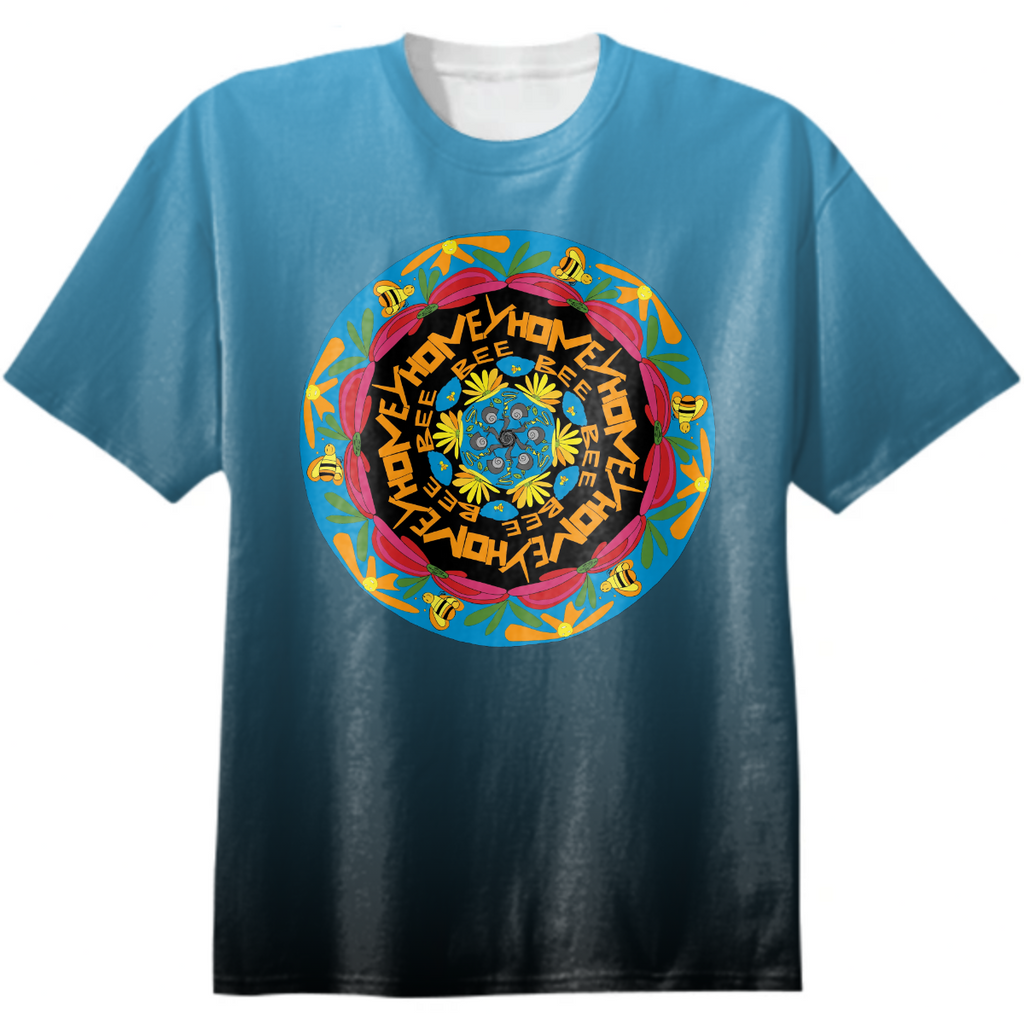 Honey bee Spring Mandala and Gradient black to blue