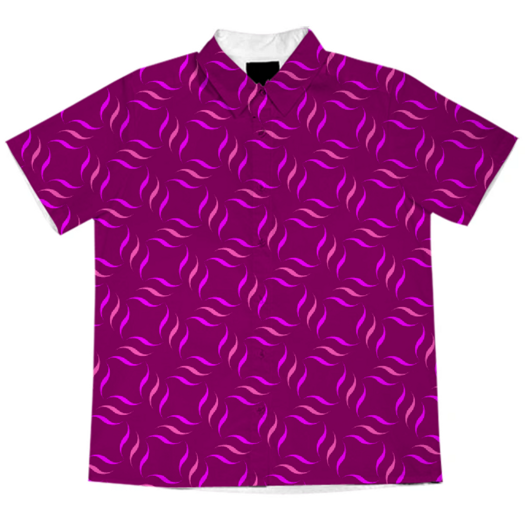 "Theater Carpet" Short-Sleeve Blouse (Magenta)