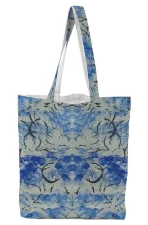 Blue black abstract design tote bag