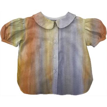 Gray Orange Yellow Stripes Painting Kids Blouse