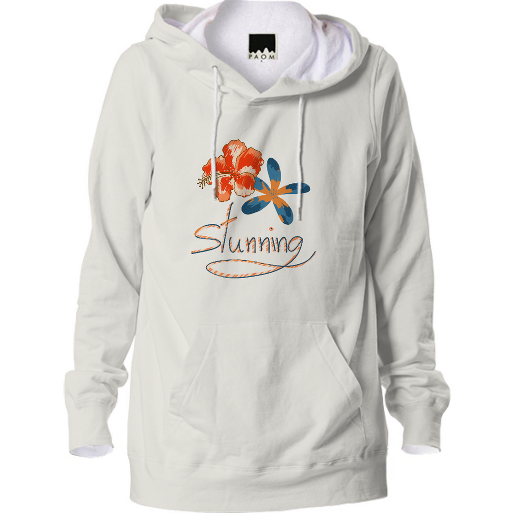 STUNNING HIBISCUS AND PLUMERIA LIGHT COLORED HOODIE