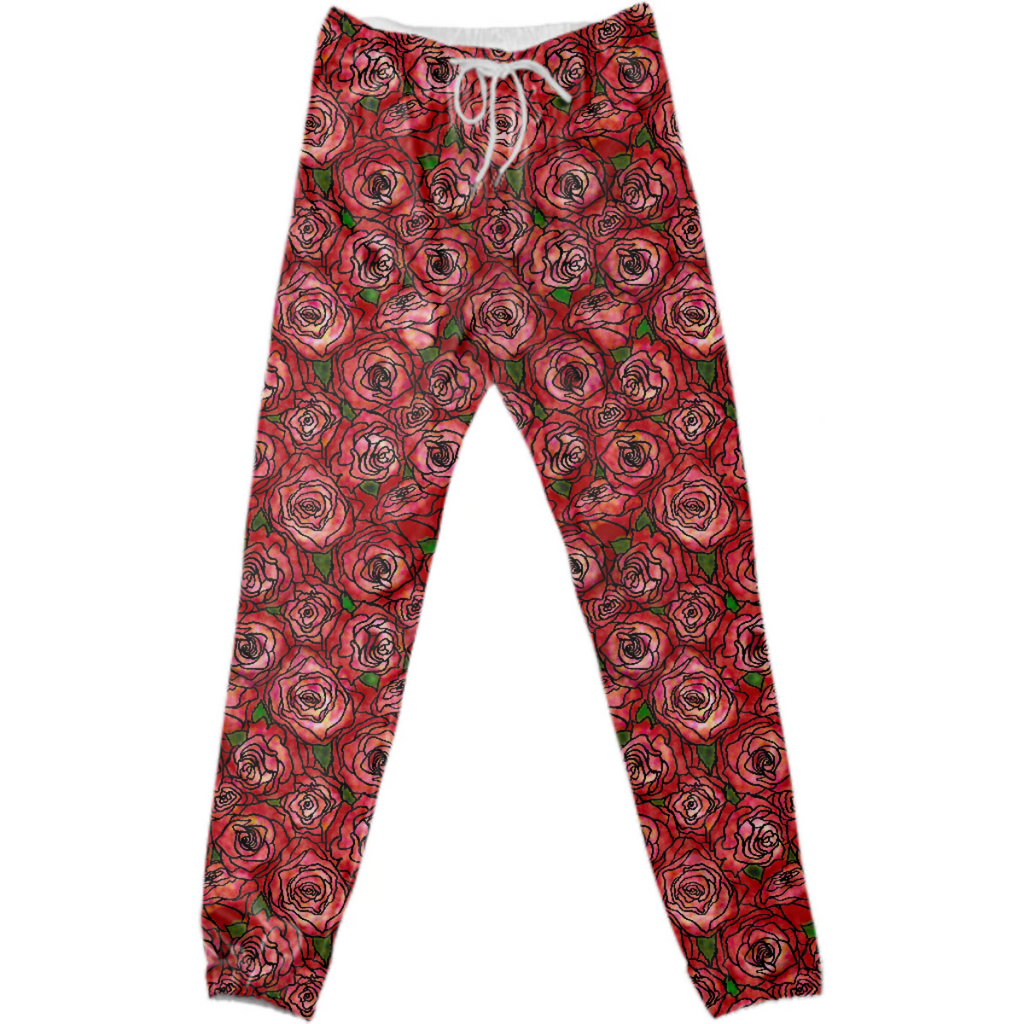 Red Roses Cotton Pants