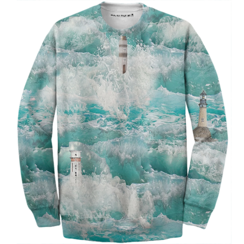 sea spray, waves, foam, lighthouses, emerald, aquamarine,