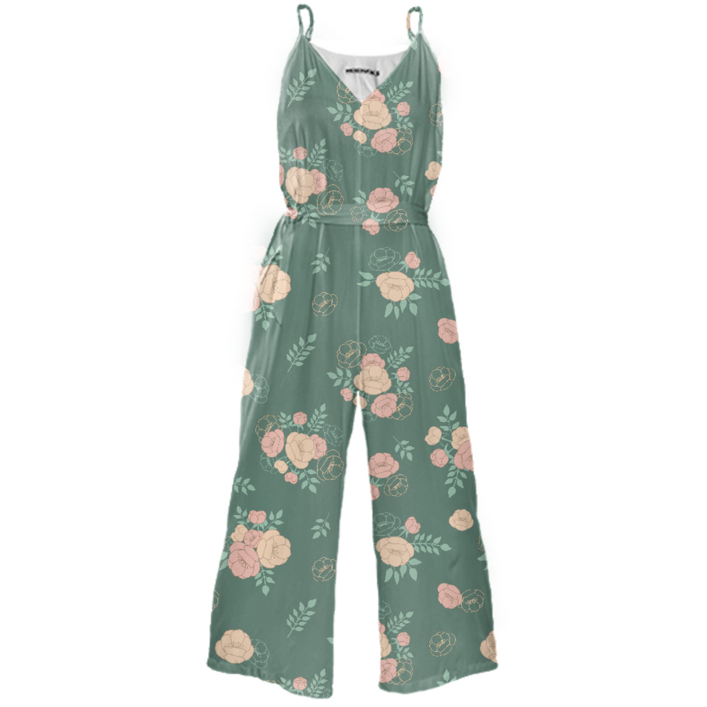 Jumpsuit green floral