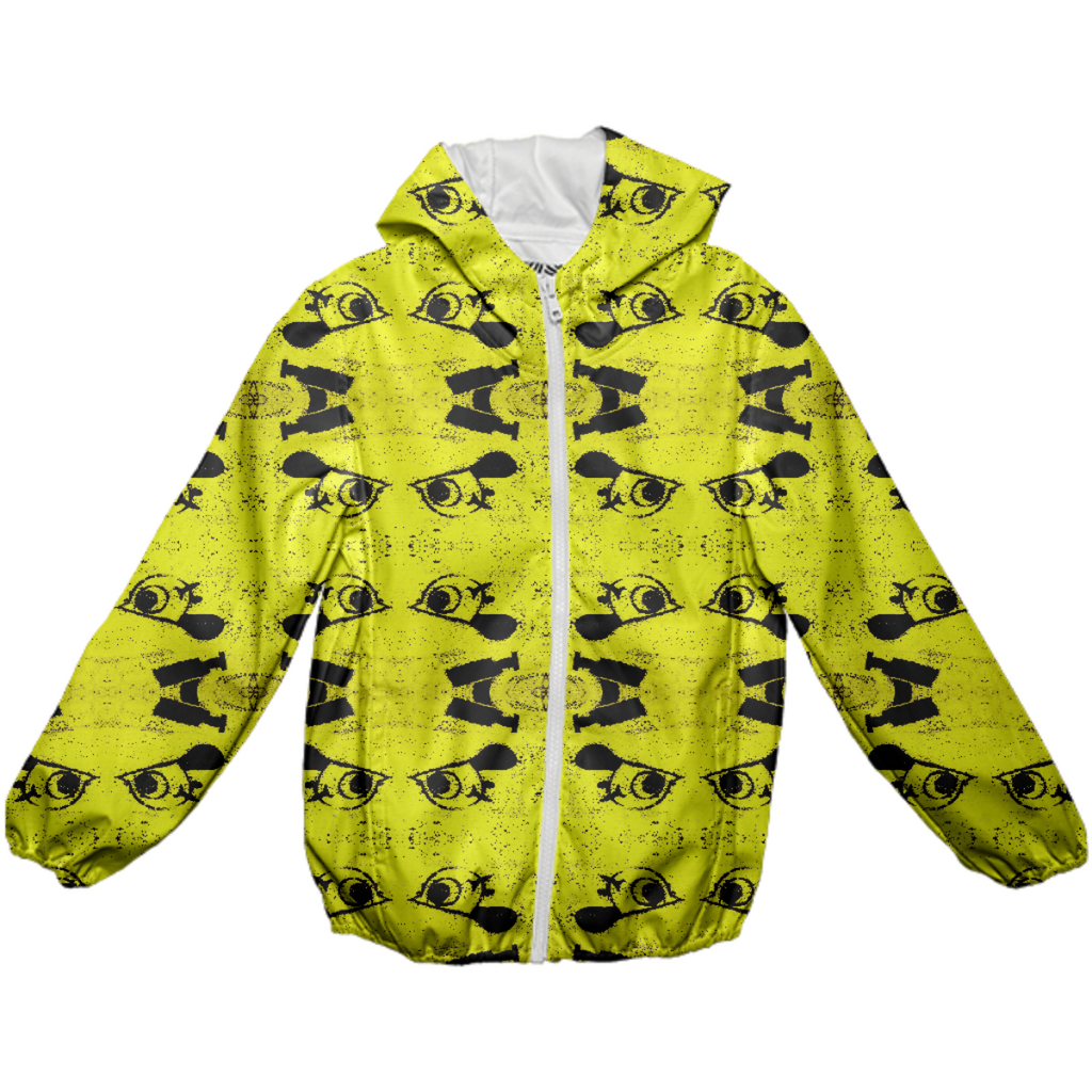 Abstract yellow bird pattern Kids Rain Jacket