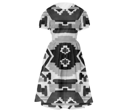 Geometric Aztec Black Dirndl Dress by Amanda Laurel Atkins