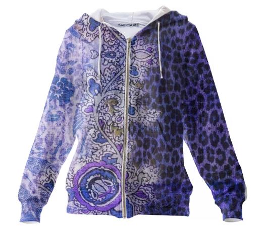 TRACY PORTER WILD SAPPHIRE ZIP FRONT HOODIE