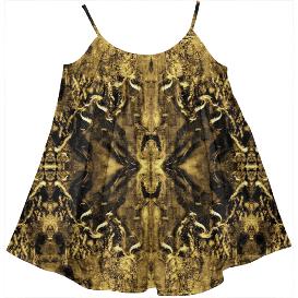 Elegant gold brown vintage fractal pattern Kids Tent Dress