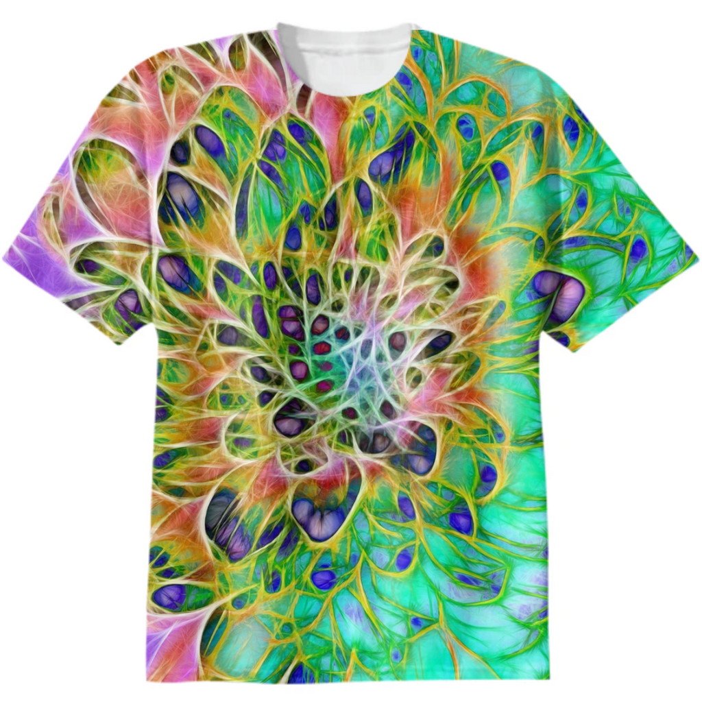 Peacock Chrysanthemum Cotton T-shirt