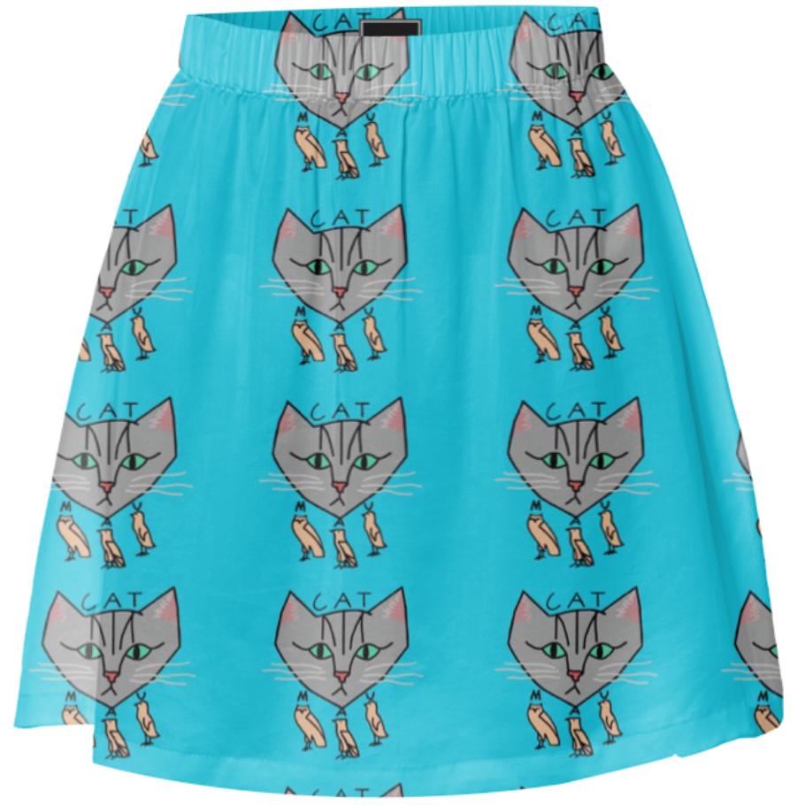 The Cats are Mau Blue Skirt