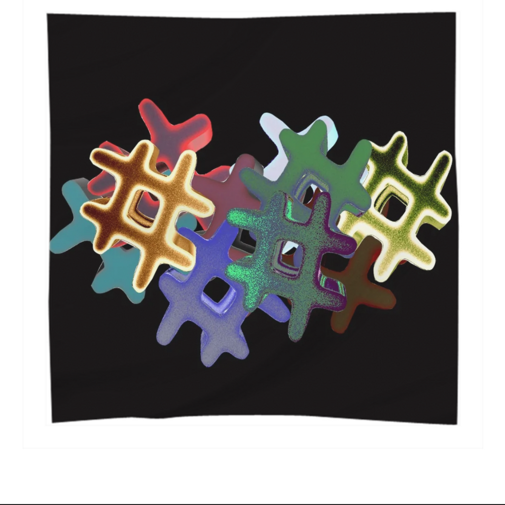 hashtag, symbol, three-dimensional, 3d, pink, yellow, blue, green, multicolored