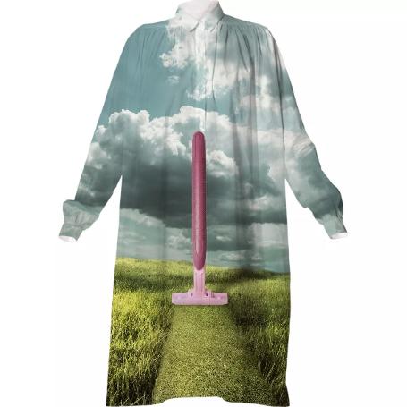 Surreal Conceptual Shaved Grass Shirtdress