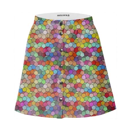 Colorful Geometric Polygon Pattern Mini Skirt