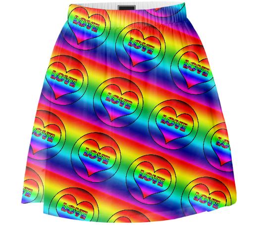 Rainbow Love Heart Summer Skirt