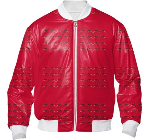 Bomber jacket red folk spirals
