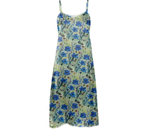 Michael J Citak Summer Collection Blue Floral Slip Dress