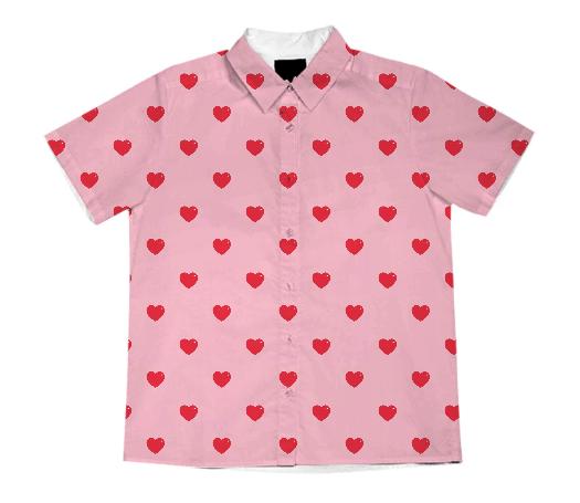 Heart Attack Short Sleeve Work Shirt Repeat Sml Pink