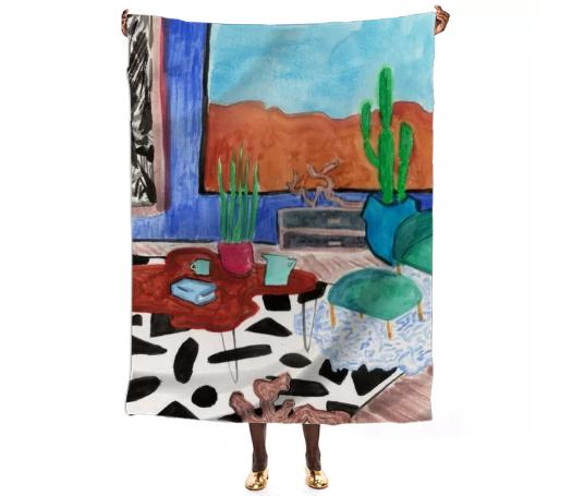 Mid Century Desert Home Silk Scarf by Amanda Laurel Atkins