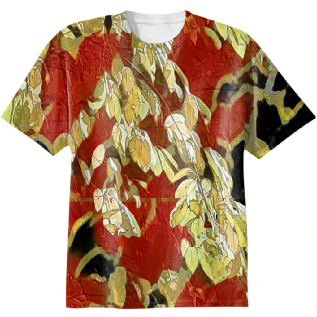 leaves yellow, red, black background, anxiety of modernity, analogy, abstract art, line, spot, minimalism,