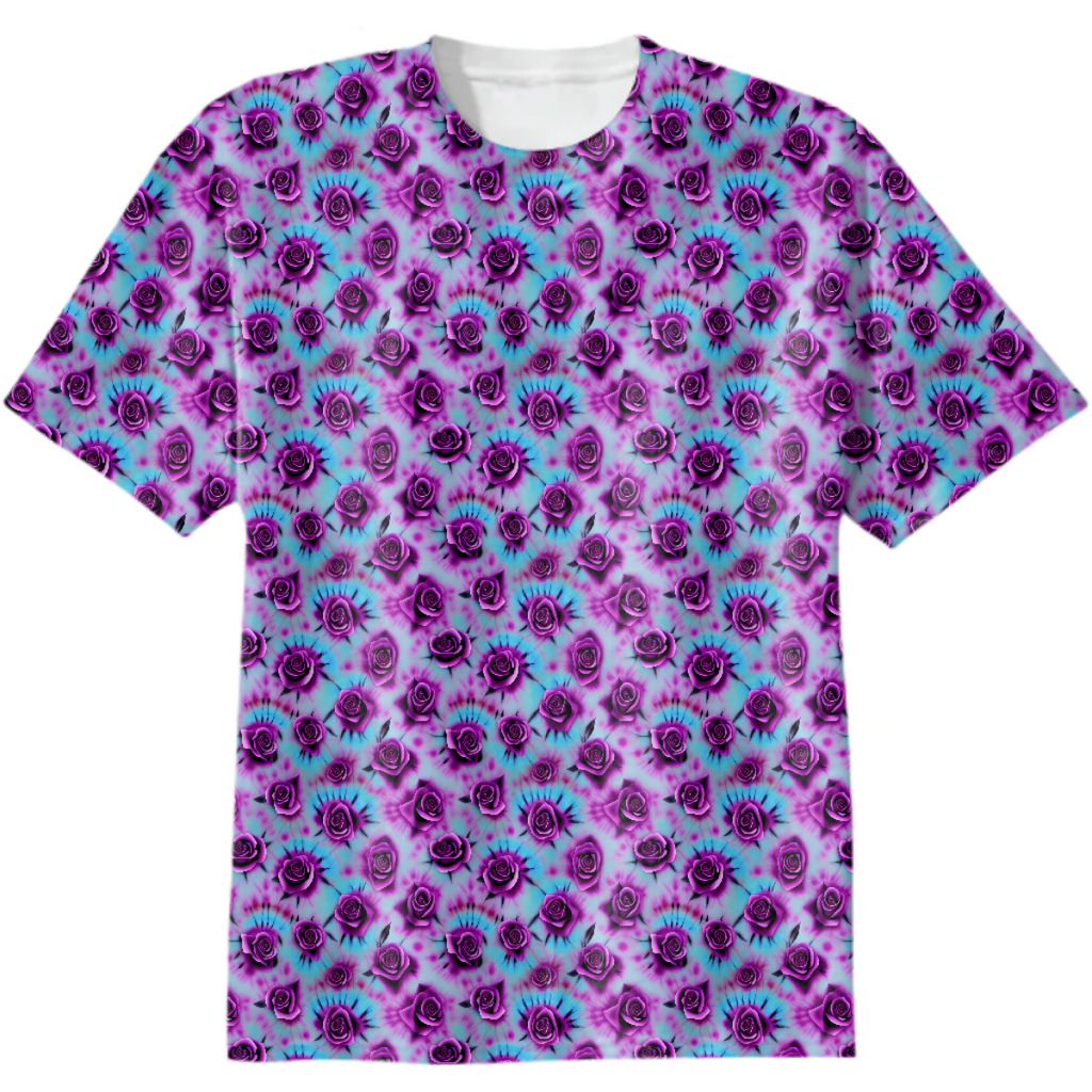 Tie-Dyed Purple Roses Pattern