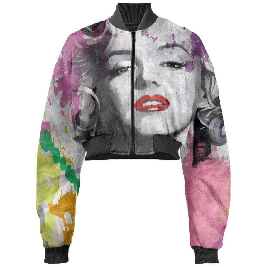 Marilyn Monroe Beautiful Mess Cropped Bomber Jacket