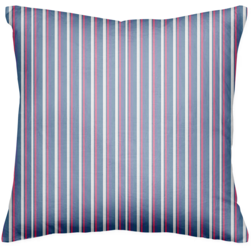 Stripe Blue White Red Marine Themed Pillow