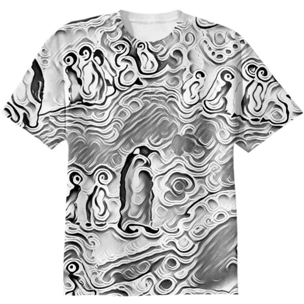 imperial penguins, arctic, silver, penguins, black  white, monochrome, minimalism, abstract art, jewelry,